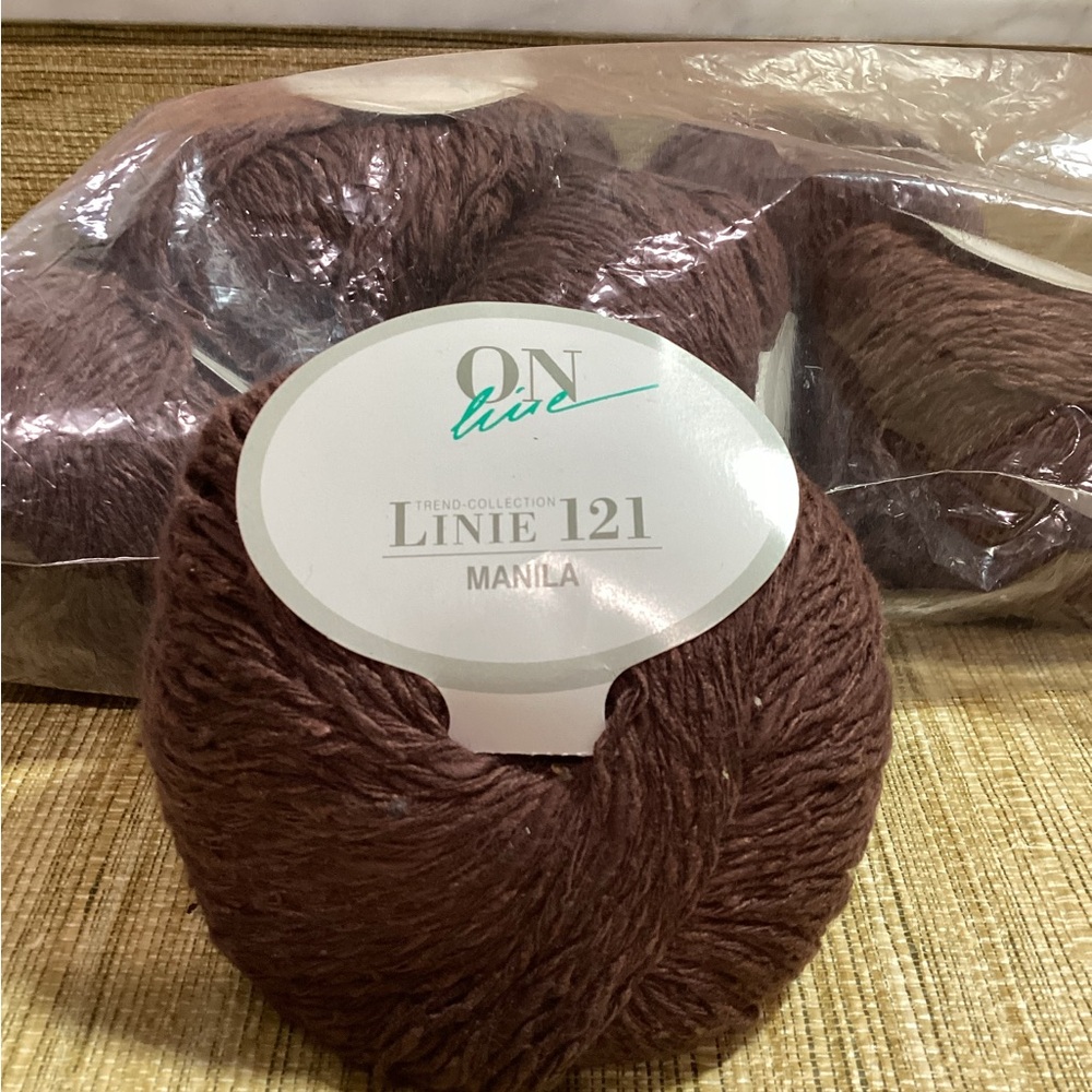 New ONline Line 121 Manila Brown Yarn 8 skeins Cotton & Acrylic